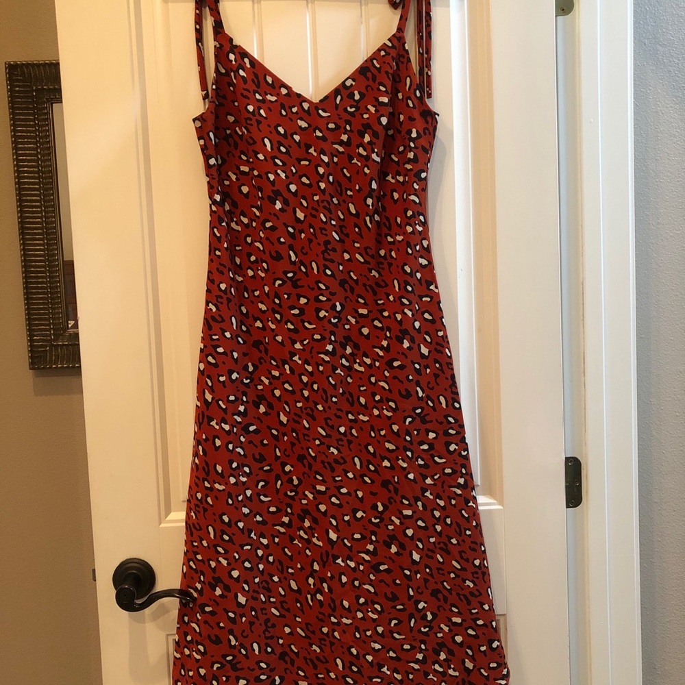 Red Leopard Midi Dress Never Worn